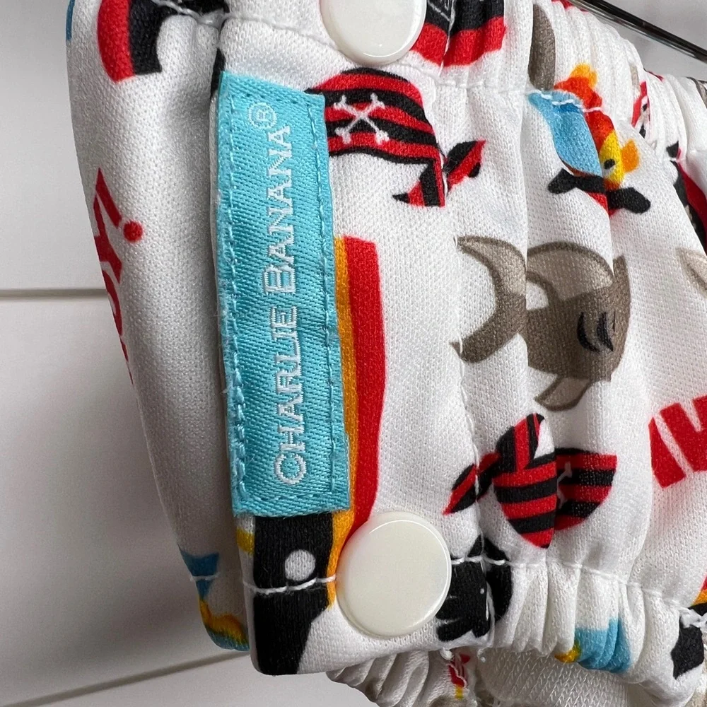 Charlie Banana Baby Swim Diaper - White with Multicolor Print - Picture 3 of 7